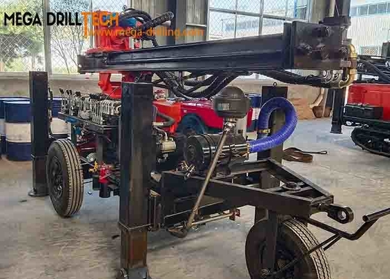 Roda Trailer Mesin Pengeboran Sumur Air Terintegrasi Hidraulik Portabel Kecil