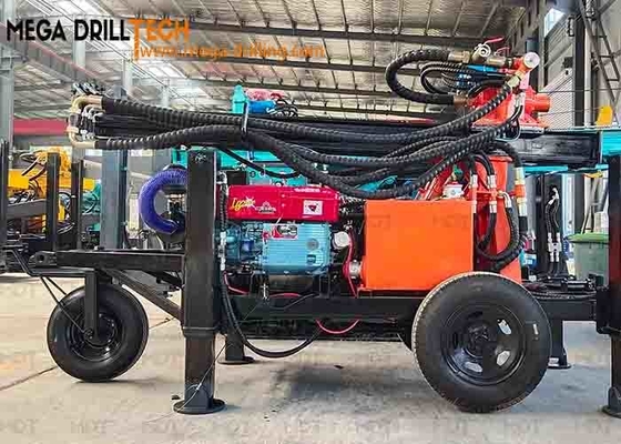 Roda Trailer Mesin Pengeboran Sumur Air Terintegrasi Hidraulik Portabel Kecil